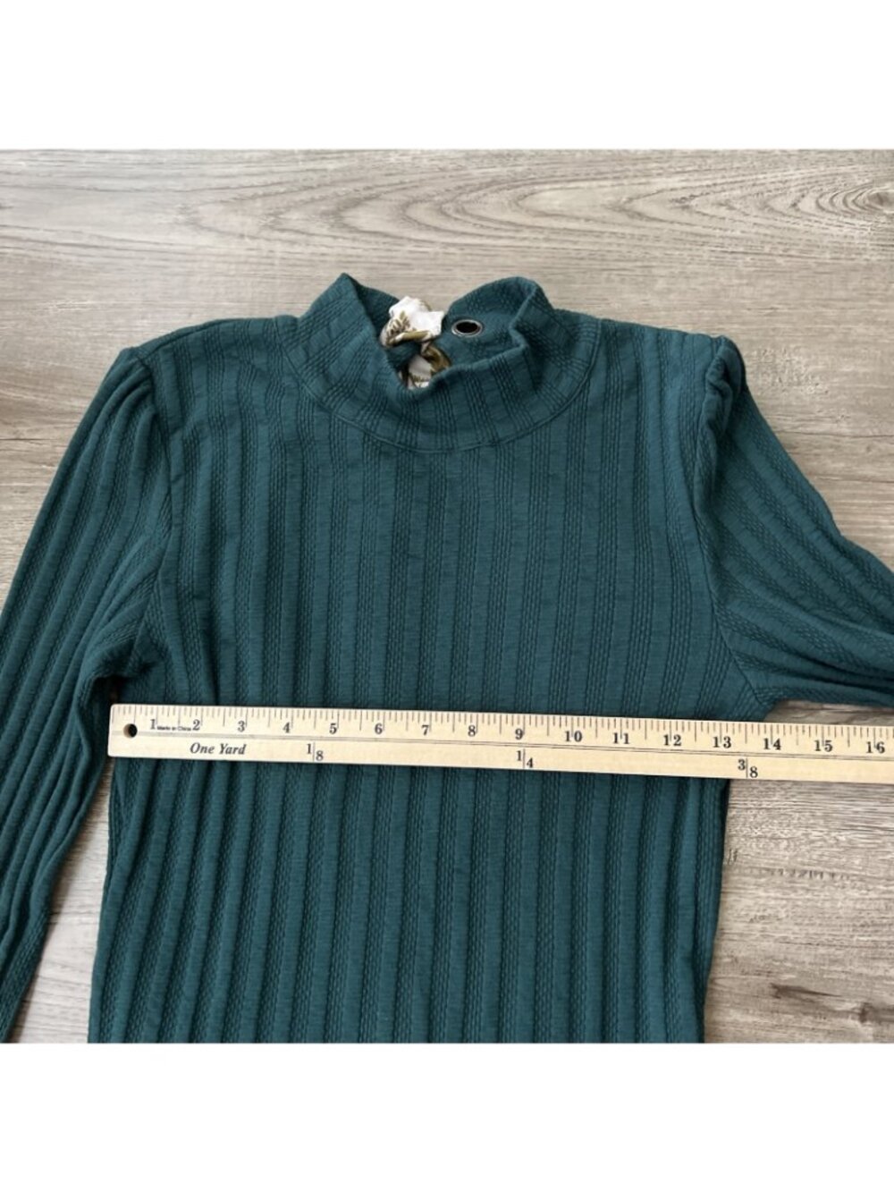 Free People Suki Scarf Tie Open Back Ribbed Top Womens‎ M Green Long Sleeve - Picture 7 of 13